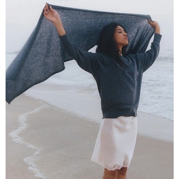 J. Crew Oversized Cashmere Wrap with KMC Monogram - Picture 8 of 8